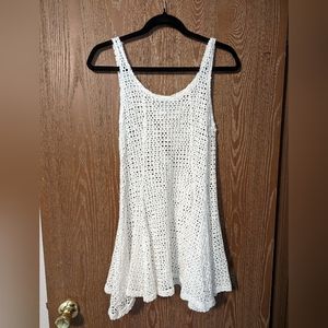 See through white mesh dress